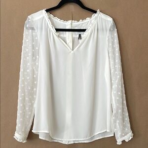 HD in Paris Elegant White Blouse with Sheer Sleeves